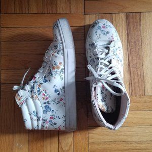 Topshop White Floral High Top Platforms Size 8